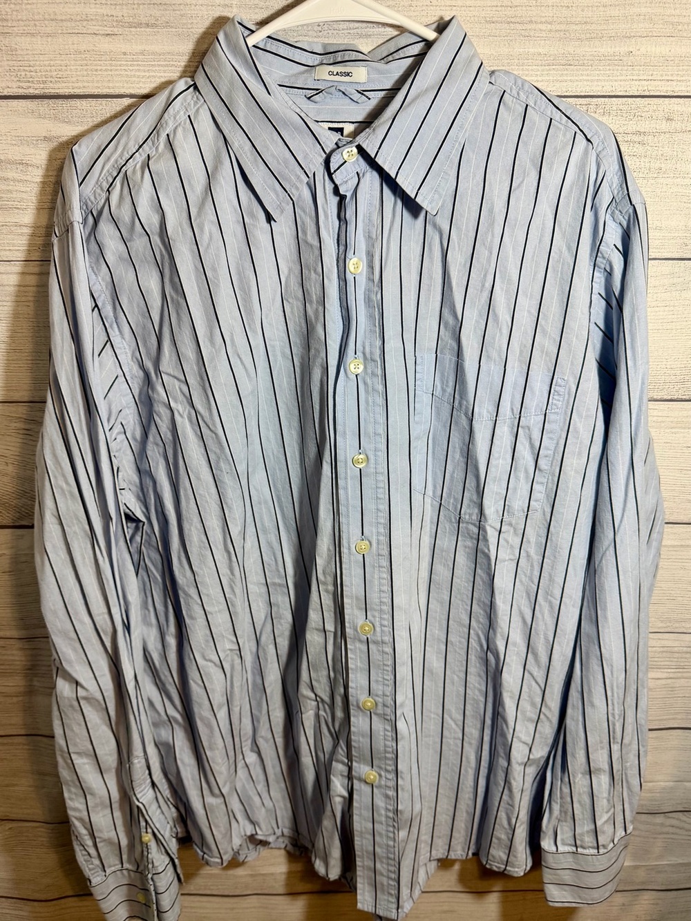 GAP Light Blue Shirt with Navy Pinstripes